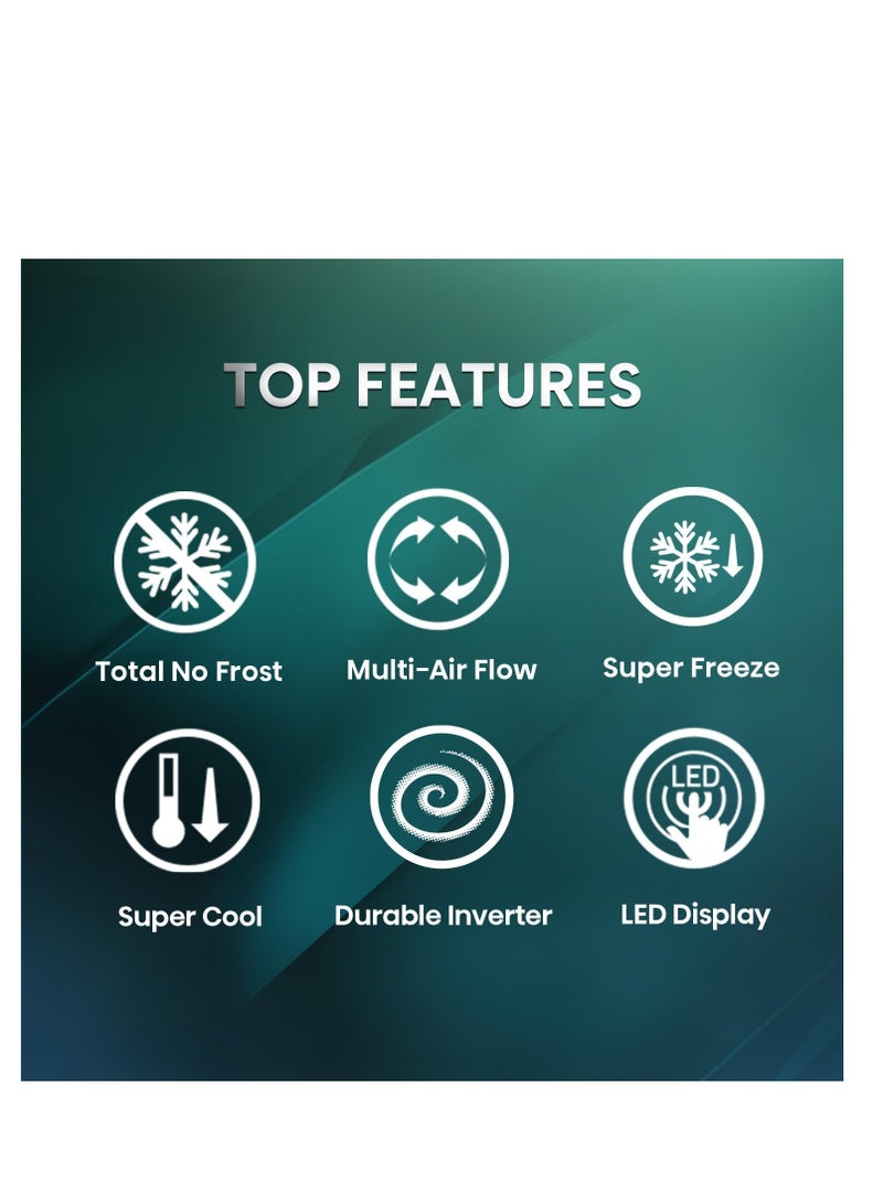 Hisense RT649N4ASU1, 649 Litres Top Mount Refrigerator with Inverter Compressor, 508 Litres Net Capacity, No Frost Technology, Multi Air Flow, 1 Year Full & 10 Years Compressor Manufacturer Warranty RT649N4ASU1 silver - Image 3