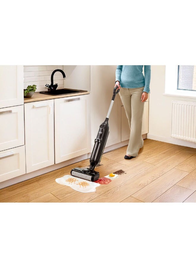Cordless 2-in-1 Vacuum and Hard Floor Wet Dry Vac Mop with 21.6V Lithium-Ion Battery, LED Display with Indicator Lights, Edge Cleaning with Dual Water Tank VW216BR-B5 530 ml 1200 W VW216BR-B5 black