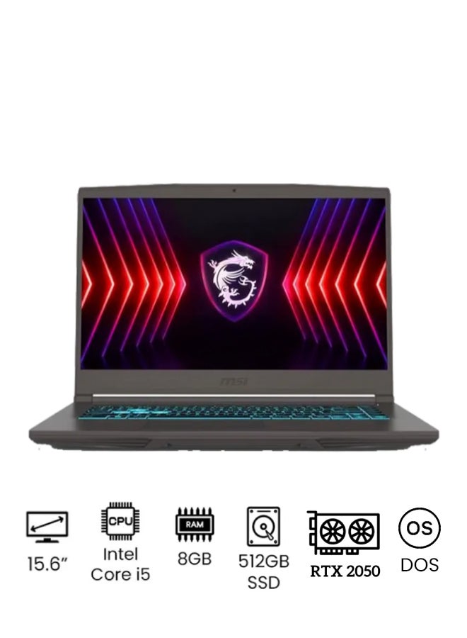 MSI Thin 15 Gaming Laptop With 15.6 Inch Full HD (1920x1080) Display, Core i5-12450H Processor/8GB RAM DDR5/512GB SSD/4GB Nvidia GeForce RTX 2050 Graphics/DOS(Without Windows) English/Arabic Grey  - Image 1