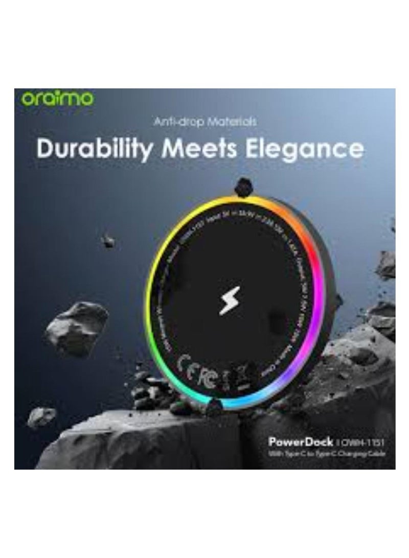 Oraimo oraimo PowerDock 15W Magnetic Wireless Charging Pad Black  - Image 3