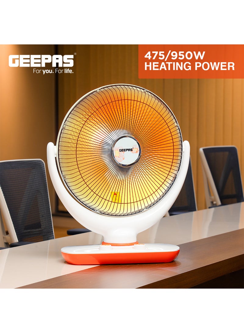 GEEPAS Renewed - Halogen Stand Heater With Heating Power 950 W GRH9548 White/Orange - Image 5