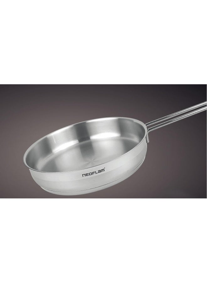 نيو فلام Stainless Steel Cookware Set, 11 Pieces silver Stockpot 18,22,24,28Cm+Low Stockpot 26cm+Frying Pan 24cm - Image 4