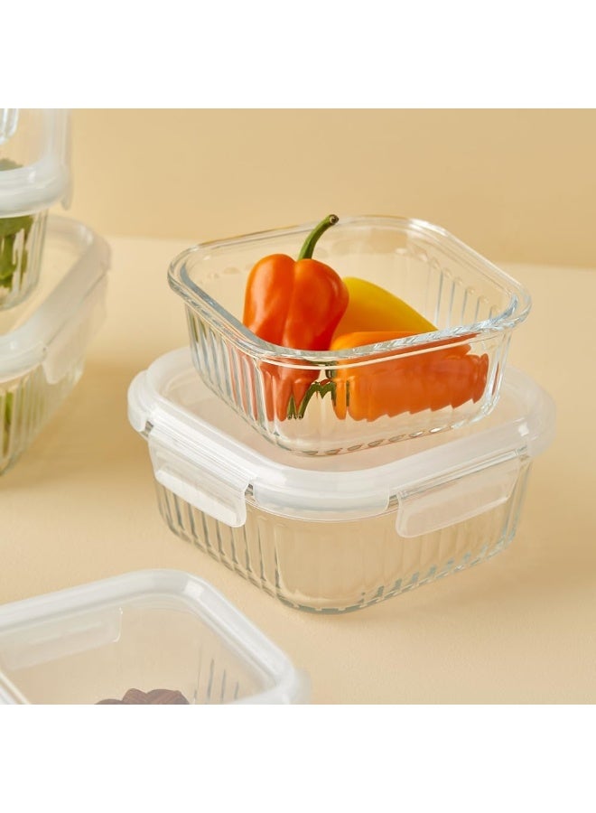 Neoflam Wave Lock Square Glass Food Container With Lid, Multicolor 520 ml - Image 3