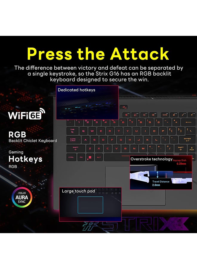 ASUS ROG Strix G16 Gaming Laptop With 16-Inch FHD Display, Core i9-13980HX Processor/64GB RAM/2TB SSD/8GB NVIDIA GeForce RTX 4060 Graphics Card/Windows 11 Pro + 256GB Docking Station Set English/Arabic Gray - Image 4