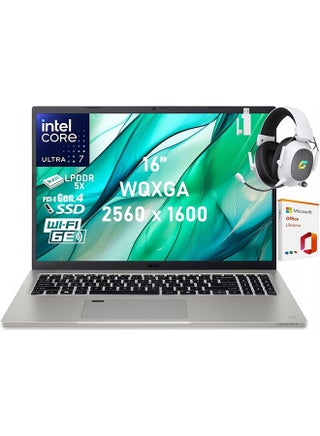AI Laptop With 16-Inch WQXGA Display, Core Ultra 7 155U Processor/16GB RAM/512GB SSD/Intel Arc Graphics/Windows 11 Home + Wireless Headset & 2019 Lifetime Office English/Arabic Gray - pnsku/N70183412V/45/_/1749185442/f7478cac-6751-41d0-a054-f0c84b8145a2