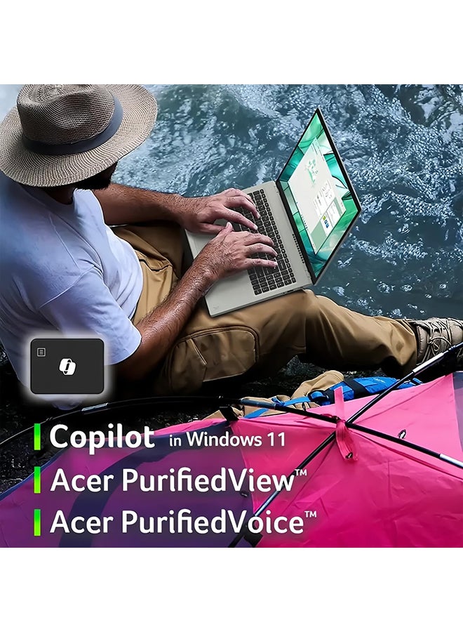 AI Laptop With 16-Inch WQXGA Display, Core Ultra 7 155U Processor/16GB RAM/512GB SSD/Intel Arc Graphics/Windows 11 Home + Wireless Headset & 2019 Lifetime Office English/Arabic Gray