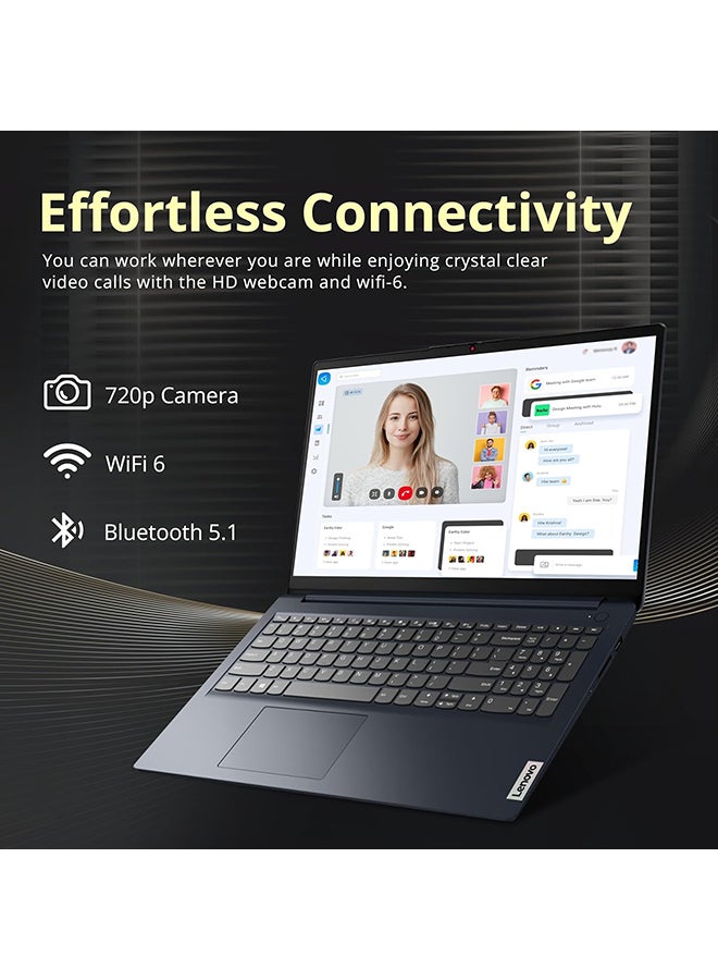 IdeaPad 1i Laptop With 15.6-Inch FHD Touchscreen Display, Core i5 1235U Processor/16GB RAM/672GB Storage(512GB SSD + 160GB Docking Station)/Intel Iris Xe Graphics/Windows 11 Pro English blue