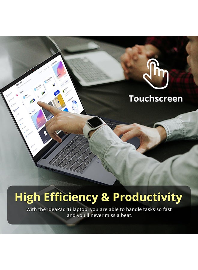 IdeaPad 1i Laptop With 15.6-Inch FHD Touchscreen Display, Core i5 1235U Processor/16GB RAM/672GB Storage(512GB SSD + 160GB Docking Station)/Intel Iris Xe Graphics/Windows 11 Pro English blue