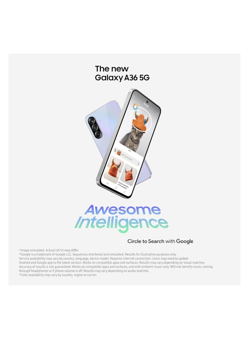 Samsung - Galaxy A36 5G Awesome Black 12GB, 256GB AI Smartphone Circle To Search My Filter Object Eraser 4nm Snapdragon Processor Flagship Grade Selfie Camera - Image 1