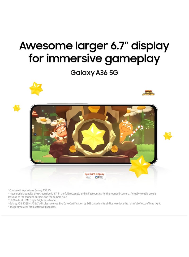 Samsung - Galaxy A36 5G Awesome Black 12GB, 256GB AI Smartphone Circle To Search My Filter Object Eraser 4nm Snapdragon Processor Flagship Grade Selfie Camera - Image 1