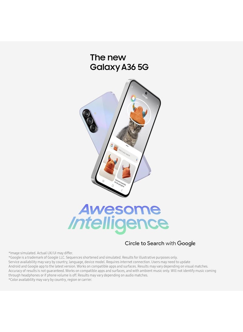 Galaxy A36 5g Awesome Black, 12gb, 256gb Ai Smartphone Circle Search My Filter Object Eraser 4nm Snapdragon Processor Flagship Grade Selfie Camerae