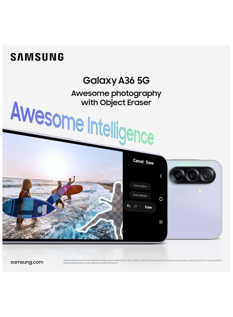 Galaxy A36 5g Awesome Lime 12gb 256gb Awesome Intelligence Ai Smartphone Circle Search My Filter Object Eraser 4nm Snapdragon Processor Flagship Grade Selfie Camerae