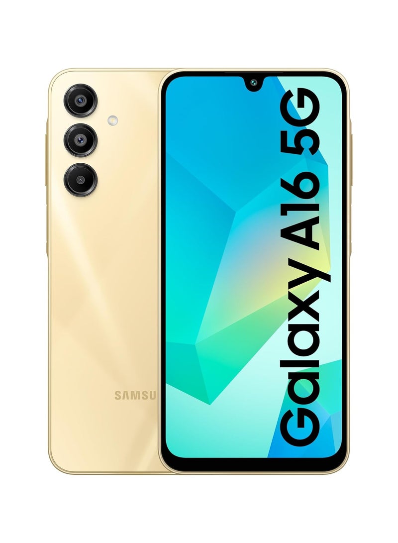 Samsung Galaxy A16 5G 6GB RAM, 128GB, Gold 6.5-Inch Super Amoled 50MP Triple Camera Android 14 Ip54 Nfc 5000mah Factory Unlocked All Countries - India Version - Image 1