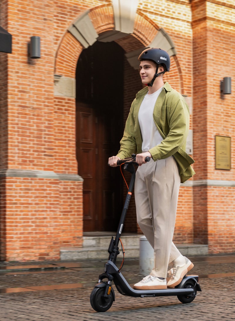 ninebot Segway E2 Plus II Electric Scooter | Front Suspension, 2.8" LED Screen, Double Break, Front/Break/Turn Lights, 8.1" Non-Flat Tires, up to 90KG Driver Wt, 25kph Speed, 20km Range - Black/Grey  - Image 5