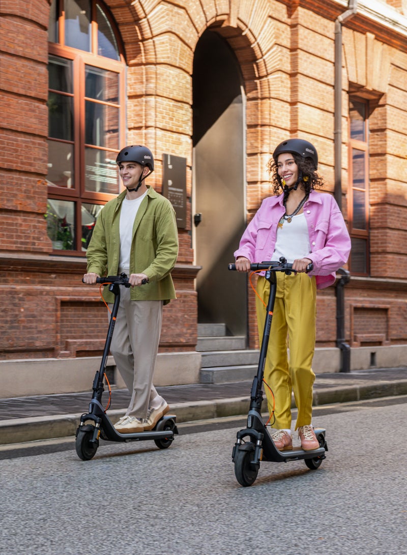 ninebot Segway E2 Plus II Electric Scooter | Front Suspension, 2.8" LED Screen, Double Break, Front/Break/Turn Lights, 8.1" Non-Flat Tires, up to 90KG Driver Wt, 25kph Speed, 20km Range - Black/Grey  - Image 4