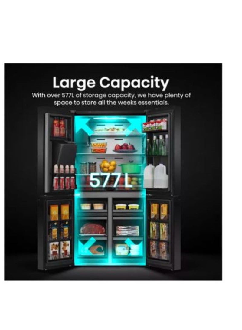 هايسنس Pure Flat Rq760n4ife Smart Fridge Freezer Black Stainless Steel Rq760n4if Black RQ760N4IF black  - Image 5