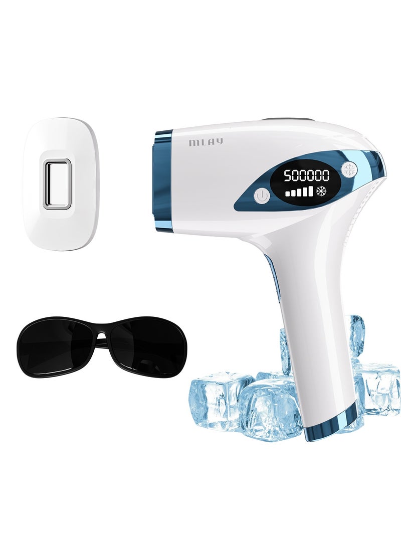 MLAY T4 Laser Hair Removal Device with Ice Cooling, 5 Energy Levels, 500,000 Flashes, Auto And Manual Modes for Face, Legs, Bikini And Full Body blue - Image 1