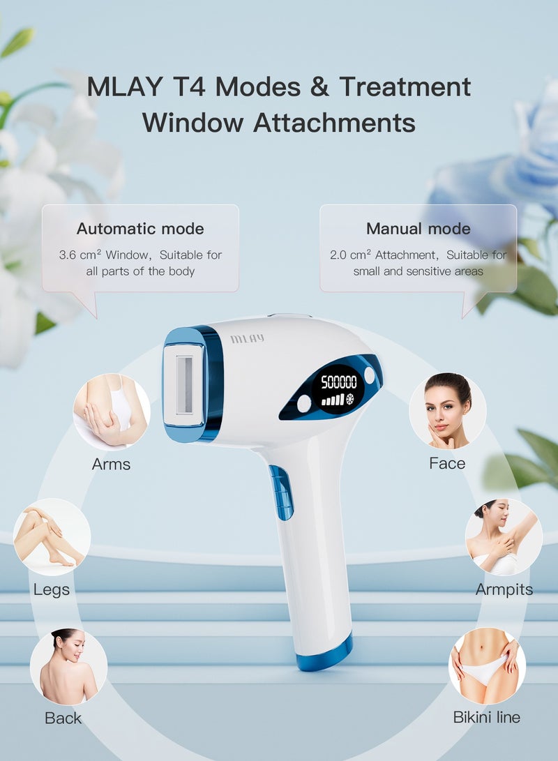 MLAY T4 Laser Hair Removal Device with Ice Cooling, 5 Energy Levels, 500,000 Flashes, Auto And Manual Modes for Face, Legs, Bikini And Full Body blue - Image 2