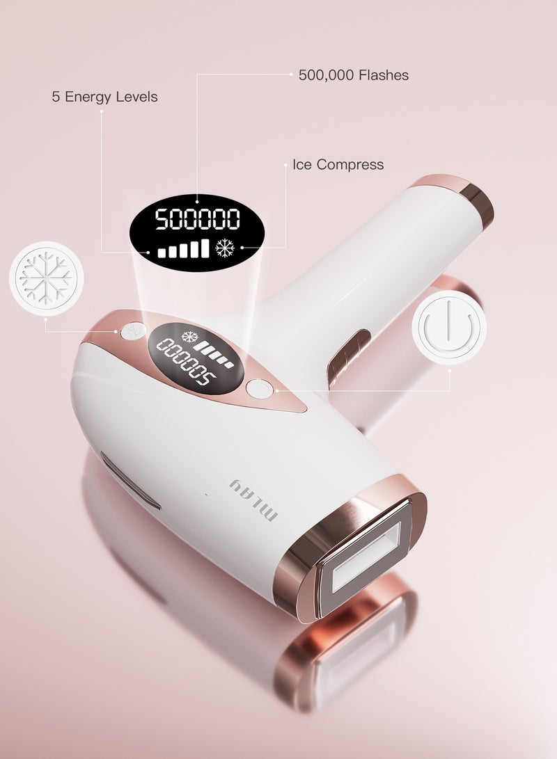 MLAY T4 Laser Hair Removal Device with Ice Cooling, 5 Energy Levels, 500,000 Flashes, Auto And Manual Modes For Face, Legs, Bikini And Full Body pink  - Image 5