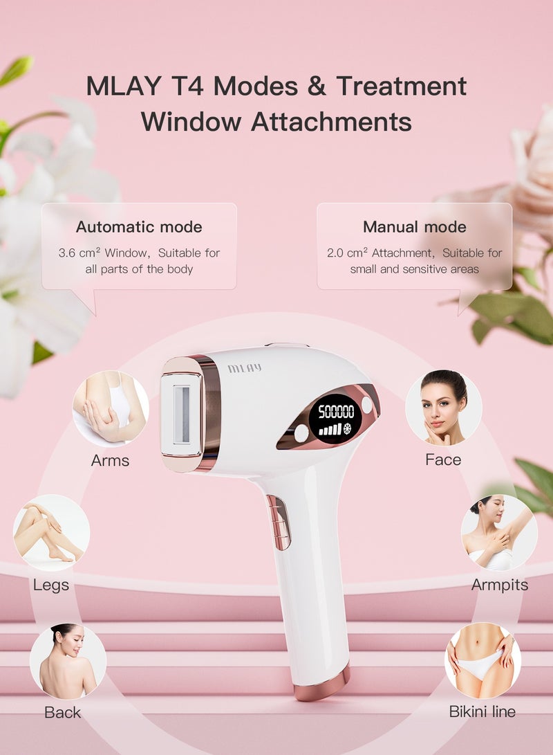 MLAY T4 Laser Hair Removal Device with Ice Cooling, 5 Energy Levels, 500,000 Flashes, Auto And Manual Modes For Face, Legs, Bikini And Full Body pink  - Image 2