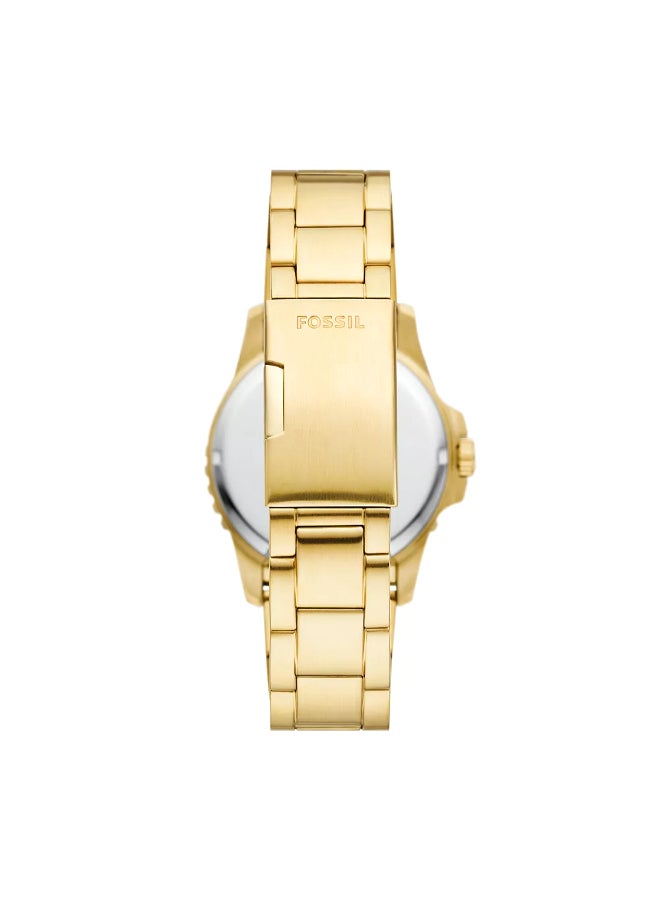 FOSSIL Men's Blue Dive Three-Hand Date Gold-Tone Stainless Steel Watch FS6035 - 42mm  - Image 3