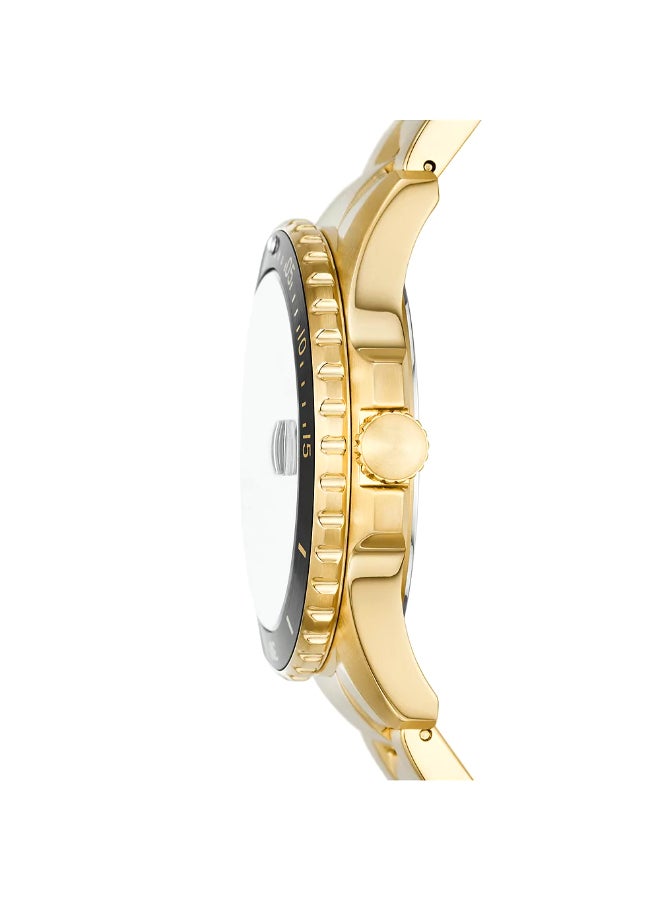 FOSSIL Men's Blue Dive Three-Hand Date Gold-Tone Stainless Steel Watch FS6035 - 42mm  - Image 2