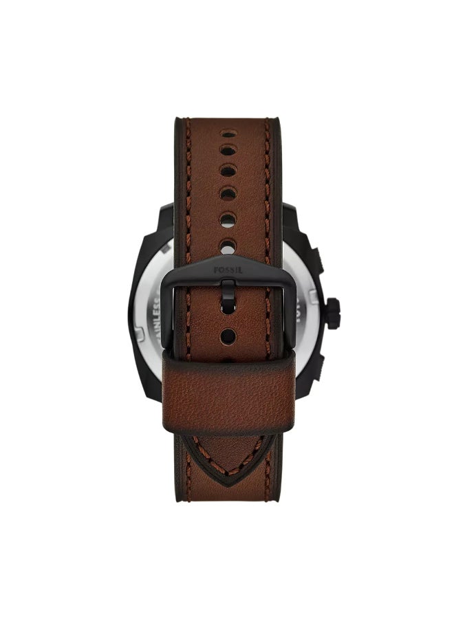 FOSSIL Men's Machine Chronograph Brown Leather Watch FS6101 - 46mm  - Image 3