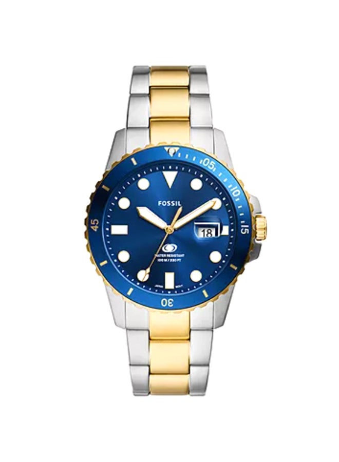 FOSSIL Men's Blue Dive Three-Hand Date Two-Tone Stainless Steel Watch FS6034 - 42mm  - Image 1
