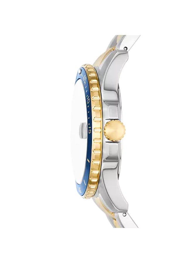 FOSSIL Men's Blue Dive Three-Hand Date Two-Tone Stainless Steel Watch FS6034 - 42mm  - Image 4
