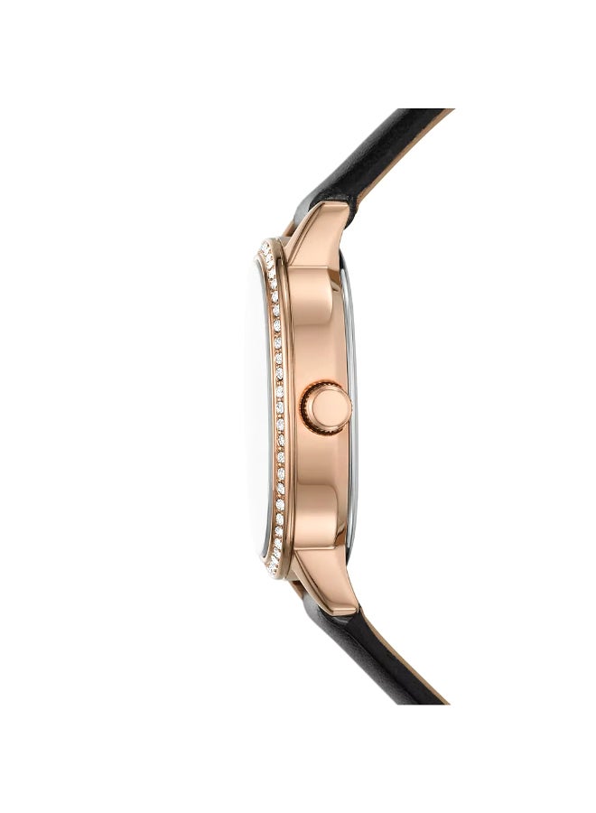 FOSSIL Women's Wo Penny Three-Hand Black Leather Watch BQ3974 - 23mm  - Image 2