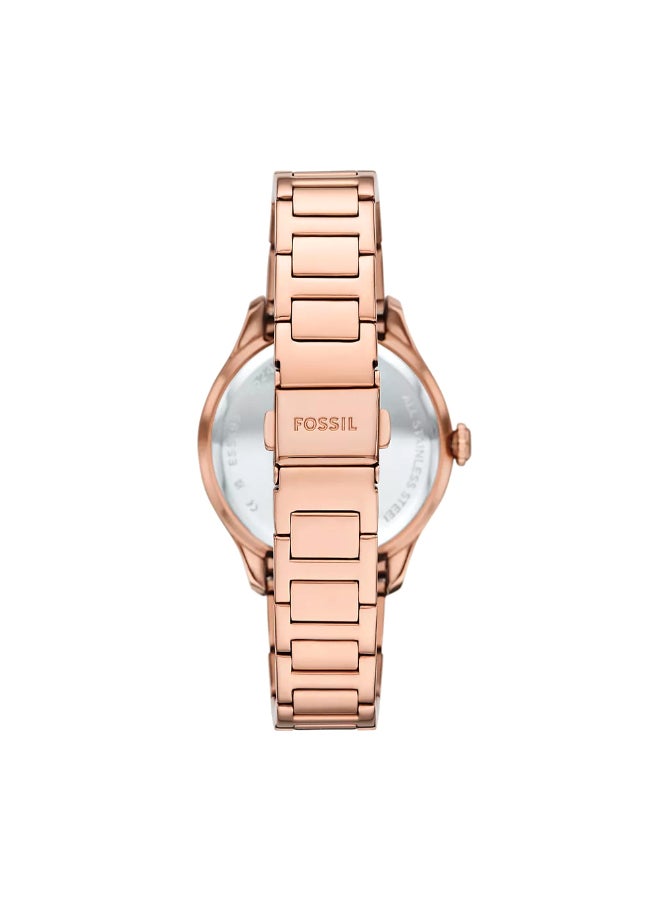 FOSSIL Women's Wo Gilmore Three-Hand Date Rose Gold-Tone Stainless Steel Watch ES5394 - 38mm  - Image 3