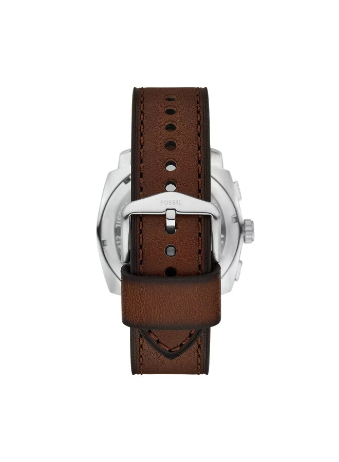 FOSSIL Men's Machine Chronograph Brown Leather Watch FS6100 - 44mm  - Image 3