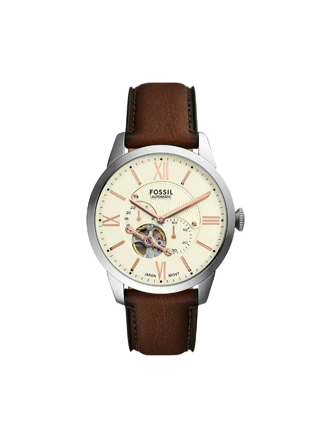 FOSSIL Men's Townsman Automatic Brown Leather Watch ME3266 - 44mm  - Image 1