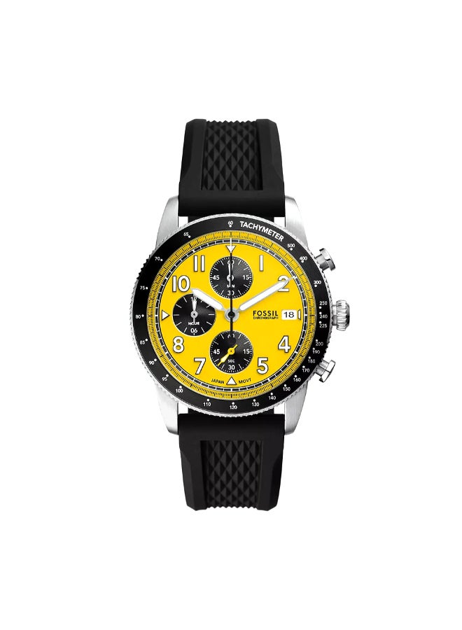 FOSSIL Men's Sport Tourer Chronograph Black Silicone Watch FS6044 - 42mm  - Image 1