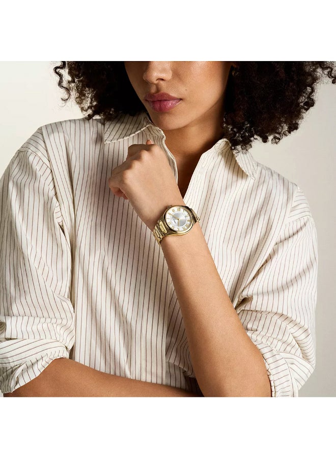 FOSSIL Women's Wo Gilmore Three-Hand Date Gold-Tone Stainless Steel Watch ES5395 - 38mm  - Image 4