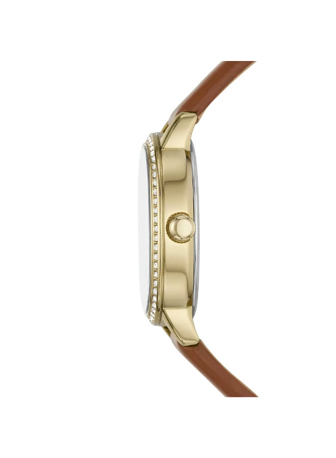 FOSSIL Women's Wo Penny Three-Hand Medium Brown Leather Watch BQ3973  - Image 2