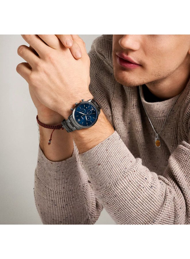 فوسيل ساعة نيورا كرونوغراف سموك من الفولاذ المقاوم للصدأ FS6111 - 44 مم - Image 4