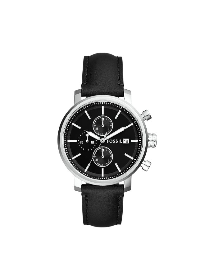 FOSSIL Men's Rhett Multifunction Black LiteHide™ Leather Watch BQ2849 - 42mm  - Image 1