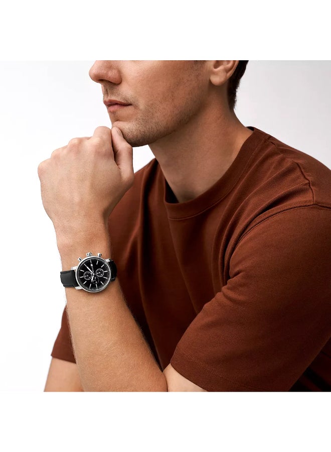 FOSSIL Men's Rhett Multifunction Black LiteHide™ Leather Watch BQ2849 - 42mm  - Image 4