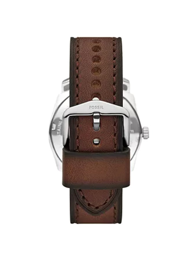 FOSSIL Men's Machine Three-Hand Date Brown Leather Watch FS6085 - 42mm  - Image 3