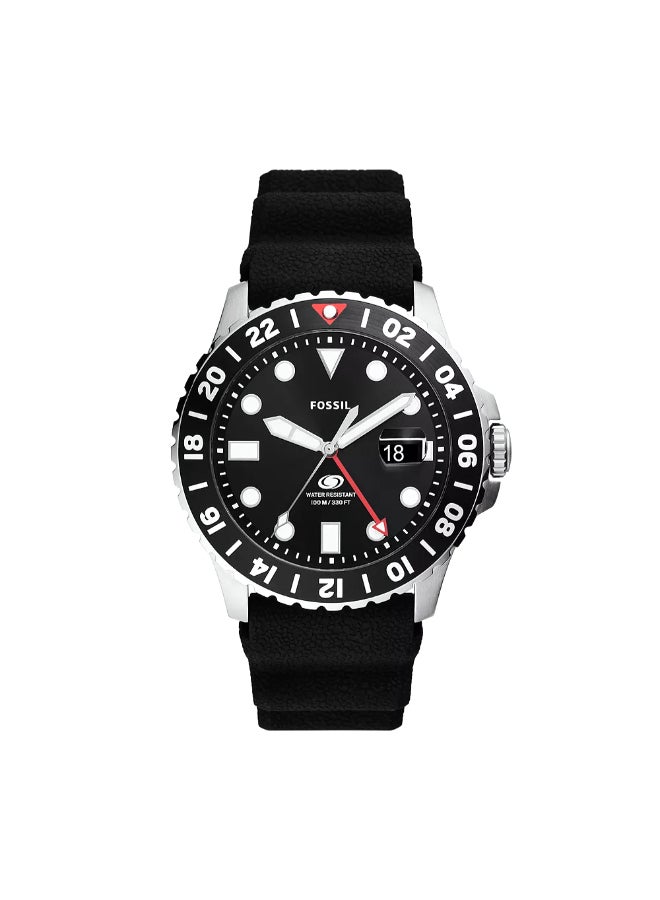 FOSSIL Men's Blue GMT Black Silicone Watch FS6036 - 46mm  - Image 1