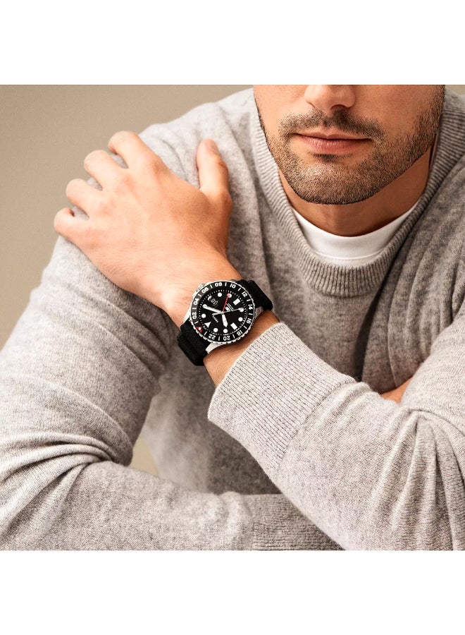 FOSSIL Men's Blue GMT Black Silicone Watch FS6036 - 46mm  - Image 4