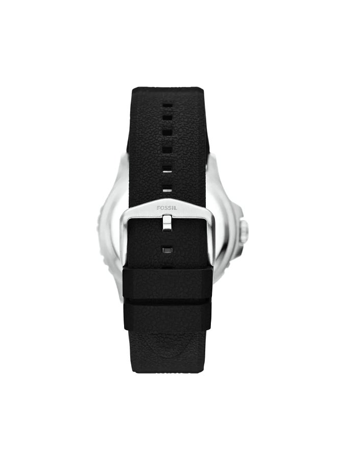 FOSSIL Men's Blue GMT Black Silicone Watch FS6036 - 46mm  - Image 3