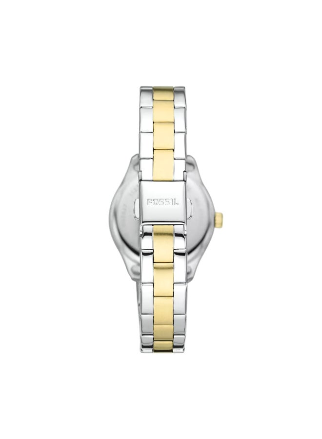 فوسيل ساعة وراي ثلاثية اليدين بتأريخ من الفولاذ المقاوم للصدأ ثنائية اللون BQ3927 - 30 مم - Image 3