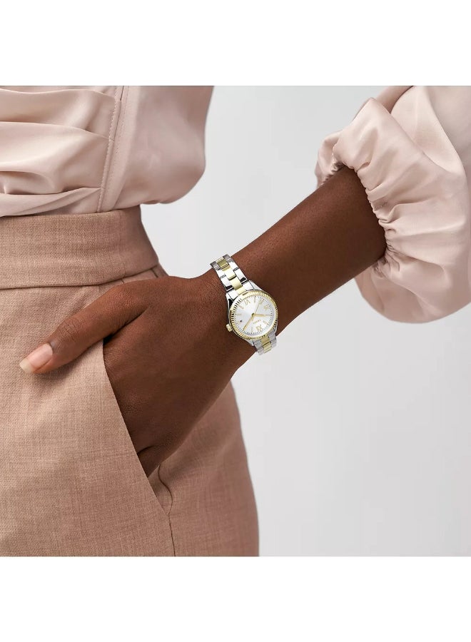 فوسيل ساعة وراي ثلاثية اليدين بتأريخ من الفولاذ المقاوم للصدأ ثنائية اللون BQ3927 - 30 مم - Image 4