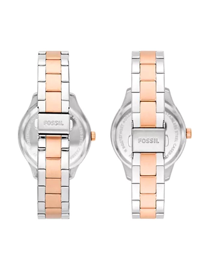 FOSSIL His and Hers Multifunction Two-Tone Stainless Steel Watch Set BQ2736SET - Image 3