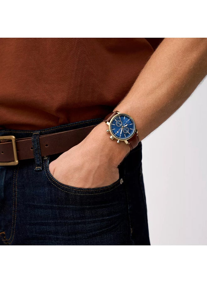 FOSSIL Men's Rhett Multifunction Brown LiteHide™ Leather Watch BQ2848 - 42mm  - Image 4