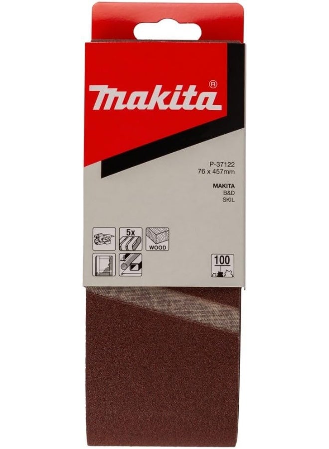 Makita P-37122 Sander Belt for 9910 Belt Sander 5-Pieces, 76 mm x 457 mm Size Red - Image 2