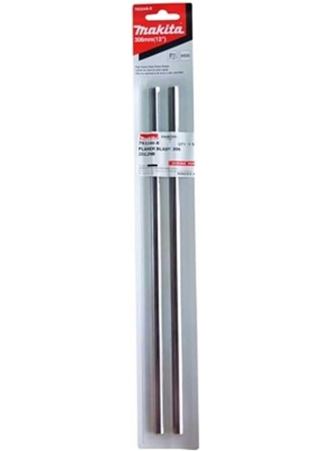 Makita 793346-8 Planer Blades Twin Pack For Models 2012Nb Silver/Black 306 mm  - Image 1