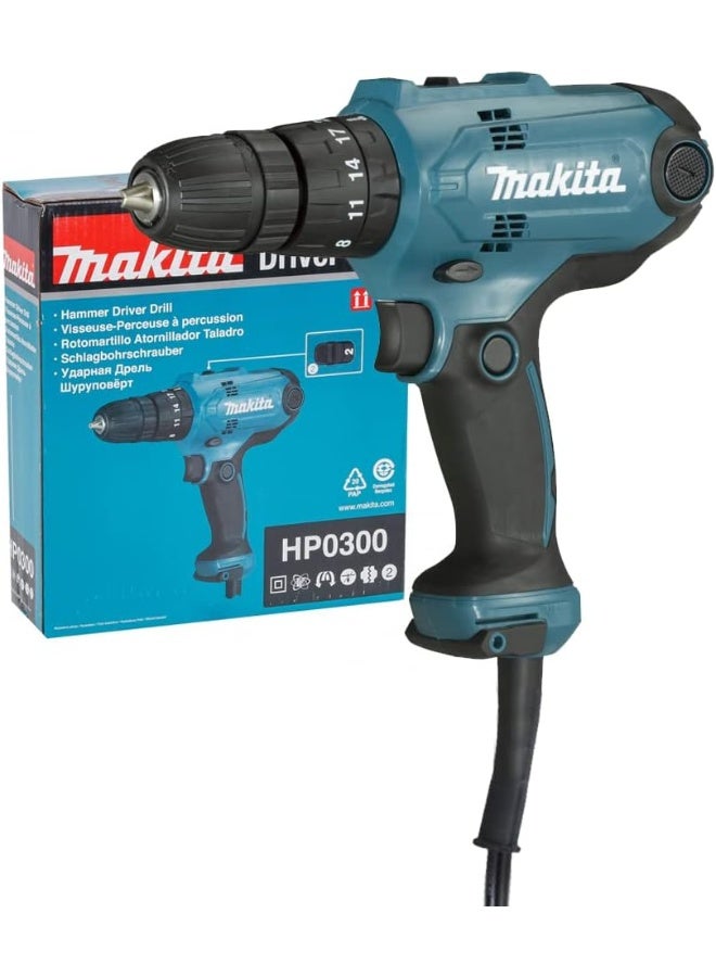 Makita HP0300/2 240V Combi Drill Black Compact  - Image 1